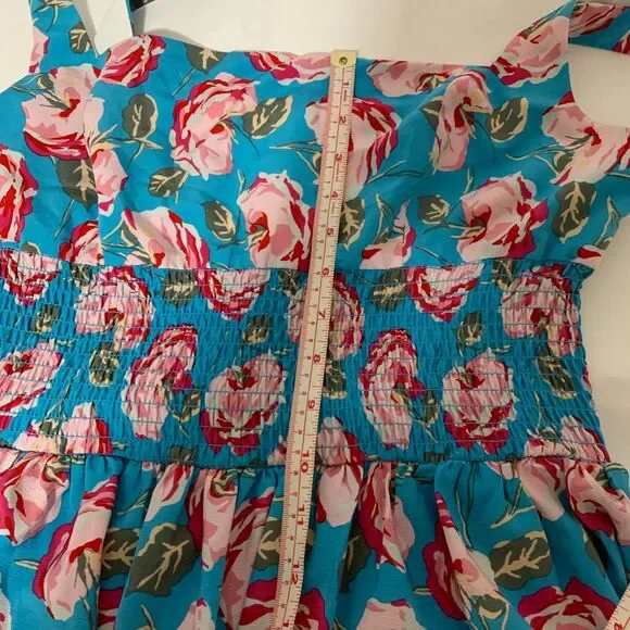 Betsy Johnson ruched back floral sundress size 12, floral chic summer dress - Picture 7 of 10